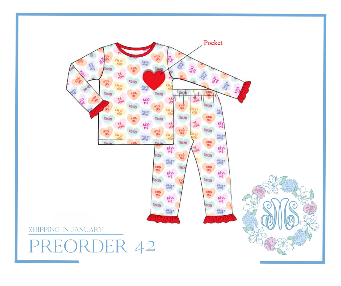 Preorder 42: Conversation Hearts Girls Pajamas