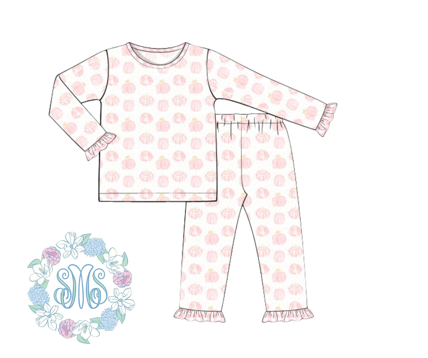 RTS: Pumpkin and Gingham Girls Pajamas