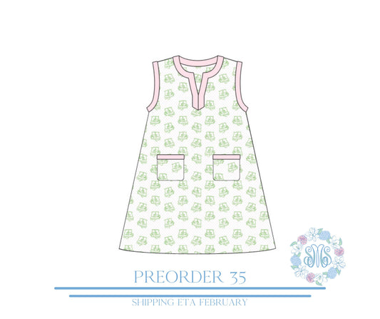 RTS: Pink & Green Golf Cart Dress