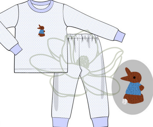 RTS: Boys French Knot Bunny Pajamas